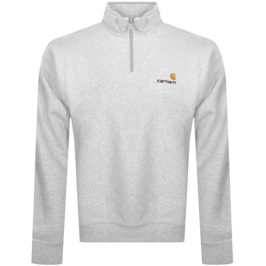 Carhartt Half Zip Script Logo Sweatshirt Grey